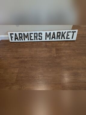 Brand New Solid Barnwood Carved Farmers Market Sign